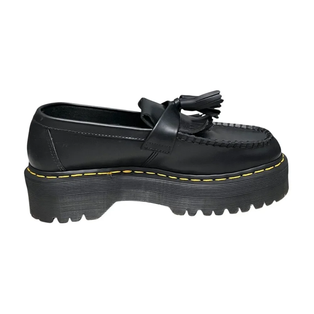 Dr. Martens Adrian Quad Platform Tassel Loafers Black Leather Women's US 8 EU 39